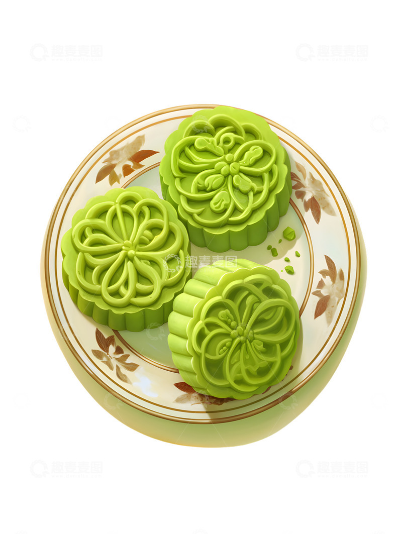 高清大图下载【趣麦麦图】卡通月饼3D