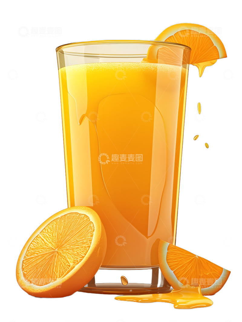 高清大图下载【趣麦麦图】美味的橙汁果汁卡通