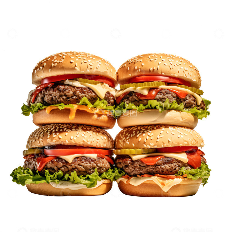 高清大图下载【趣麦麦图】四个叠起来的汉堡