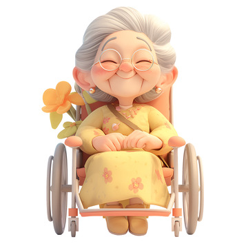 坐着轮椅的老奶奶