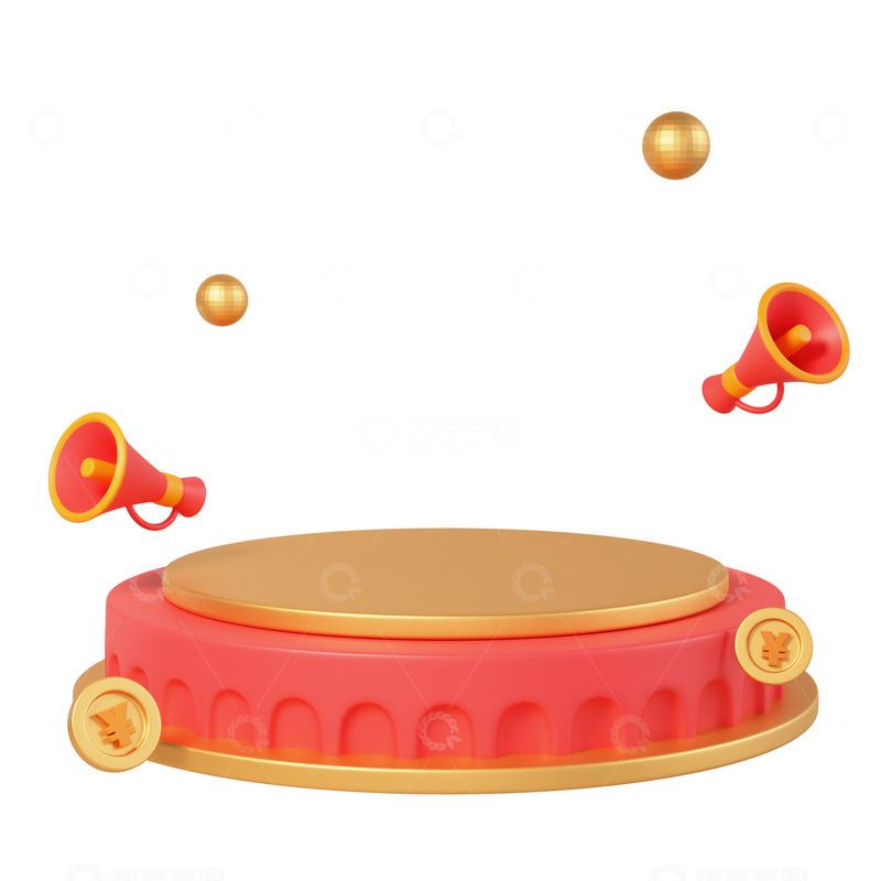 源文件下载【趣麦麦图】3D立体红色展台设计