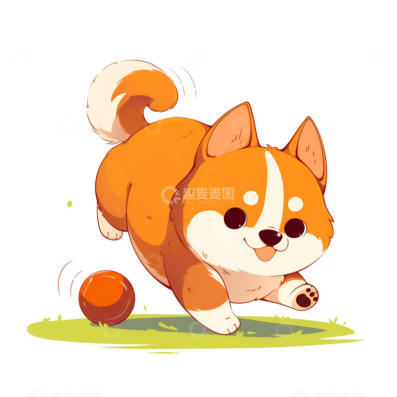 高清大图下载【趣麦麦图】玩皮球的小狗狗