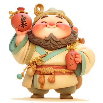 拿着酒坛子的大胡子