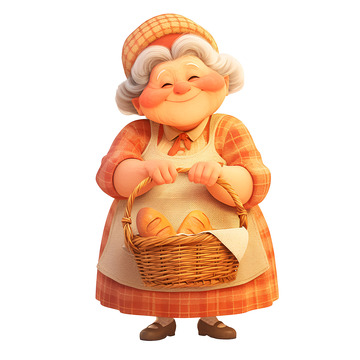 提着面包的老奶奶