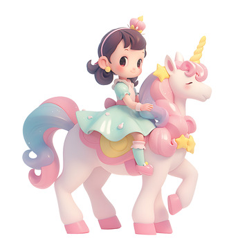 骑着独角兽的女孩