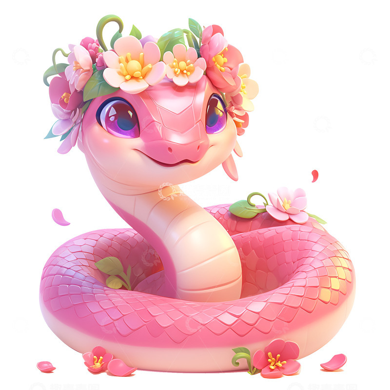 带着花环的粉色小蛇