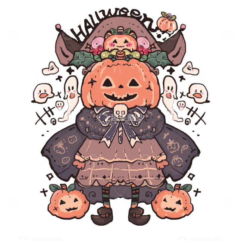 源文件下载【趣麦麦图】南瓜幽灵万圣节搞怪可爱怪诞