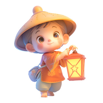 提着煤油灯的小孩