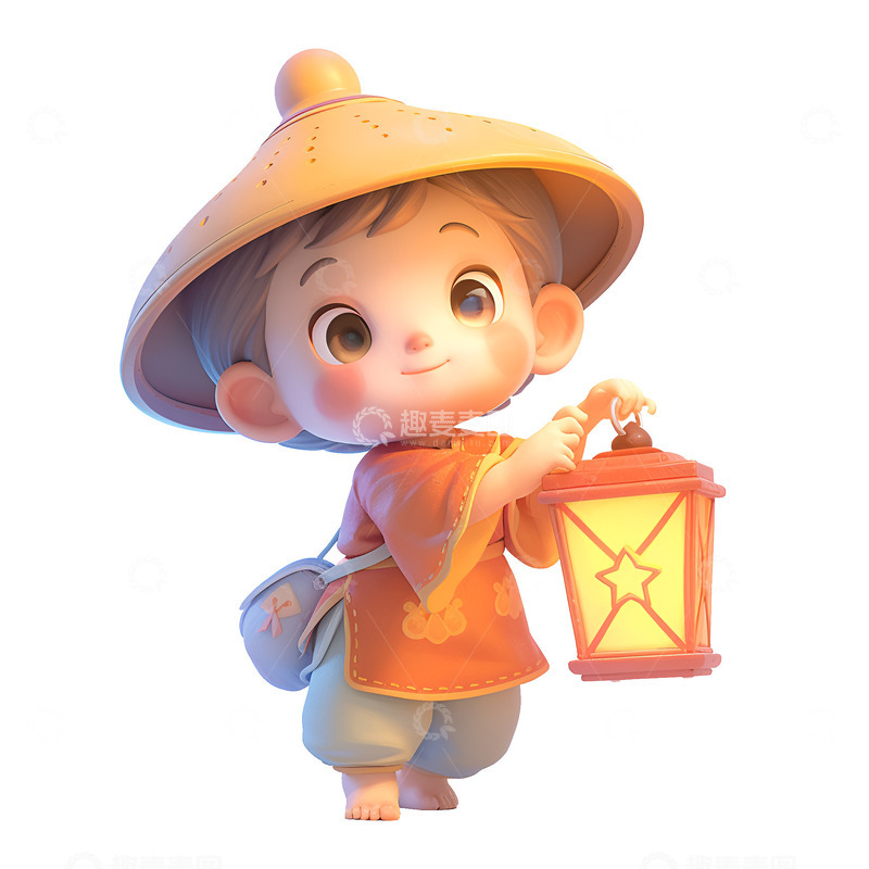 高清大图下载【趣麦麦图】提着煤油灯的小孩