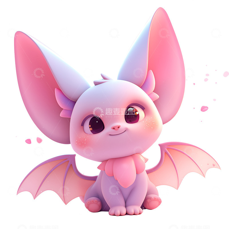 高清大图下载【趣麦麦图】一只粉色的可爱蝙蝠