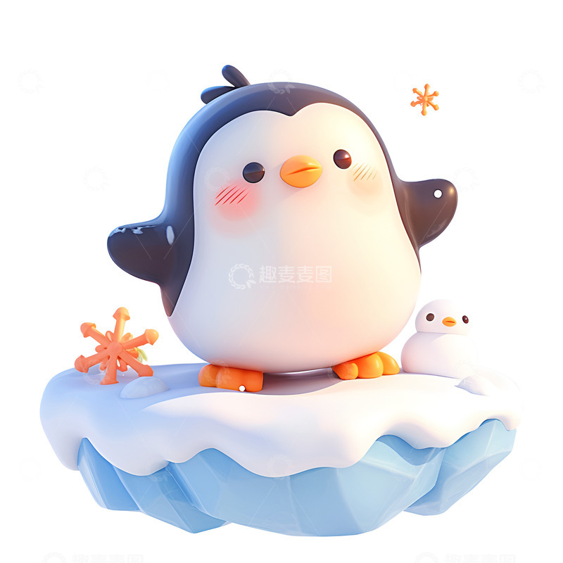 高清大图下载【趣麦麦图】站在冰面上的小企鹅