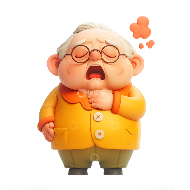 高清大图下载【趣麦麦图】咽喉疼痛的老年人