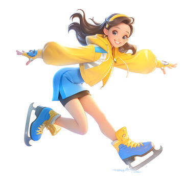 滑冰的可爱女孩