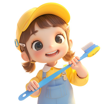 拿着牙刷的小孩