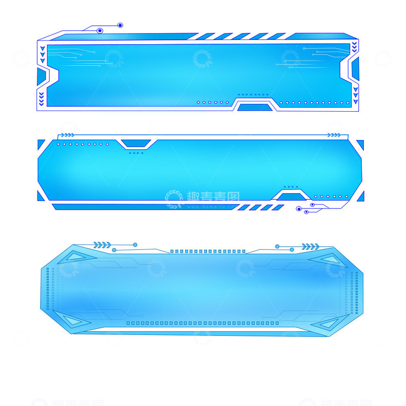 源文件下载【趣麦麦图】蓝色科技线条边框元素