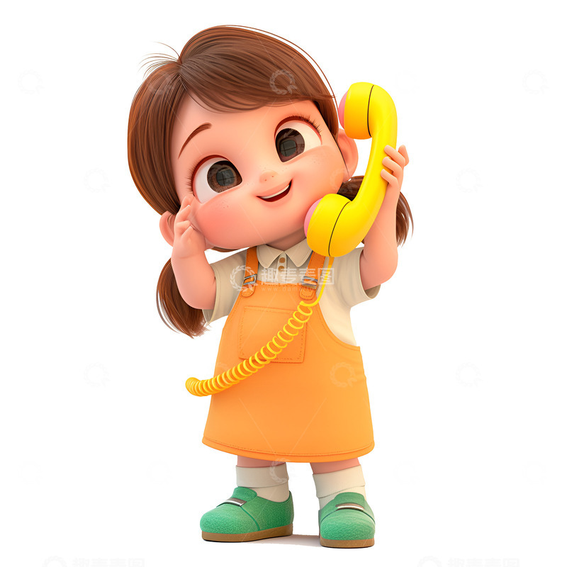 高清大图下载【趣麦麦图】打电话的小女孩