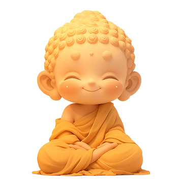 卡通简约一尊可爱的佛像