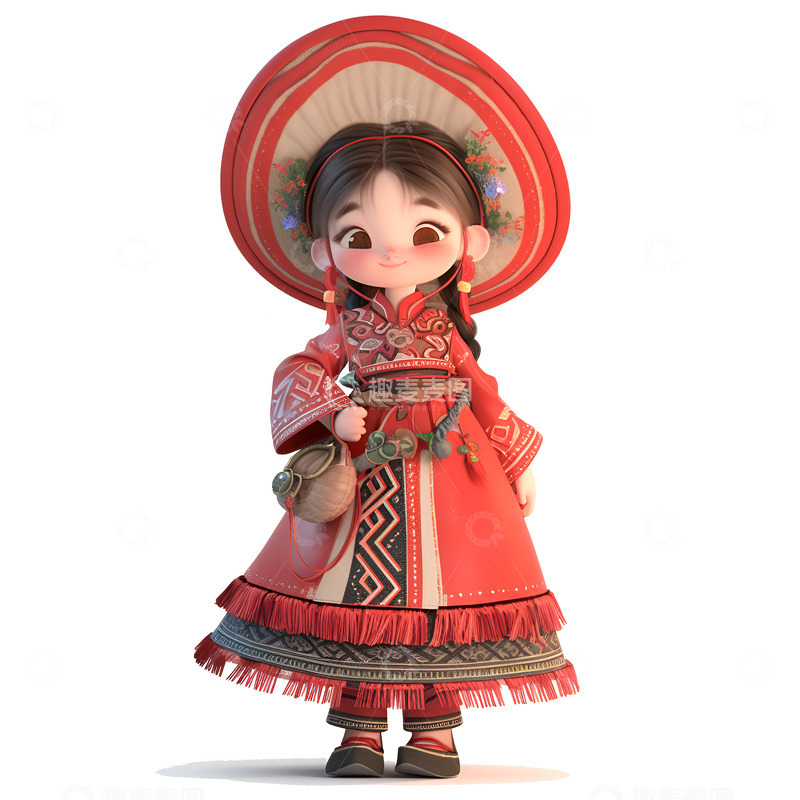 高清大图下载【趣麦麦图】一个苗族少女