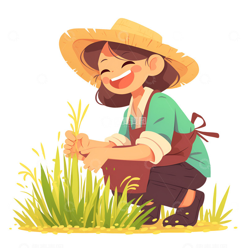 高清大图下载【趣麦麦图】拔草的年轻阿姨