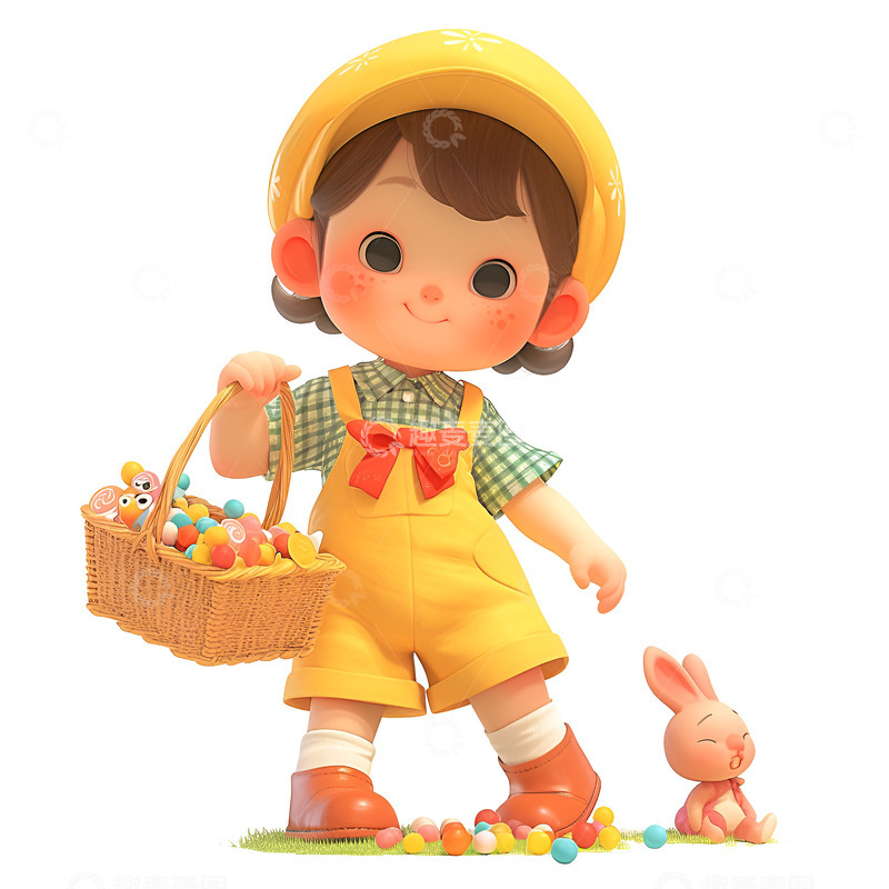 高清大图下载【趣麦麦图】提着一篮子糖果的女孩
