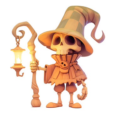 拿着煤油灯的骷髅