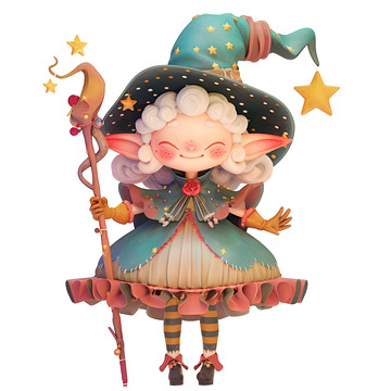 拿着法杖的魔法精灵
