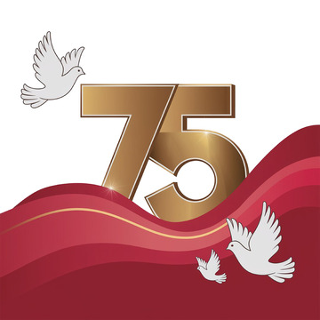 金属质感国庆75周年数字素材