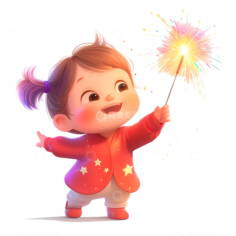 放花炮的小女孩