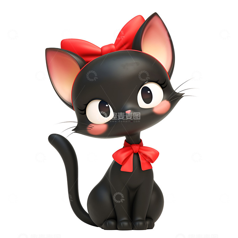 高清大图下载【趣麦麦图】一只黑色的卡通猫咪
