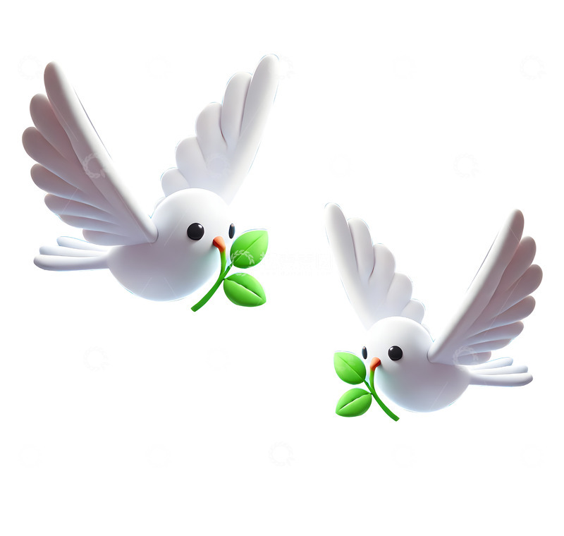 高清大图下载【趣麦麦图】国庆节和平鸽卡通3D素材