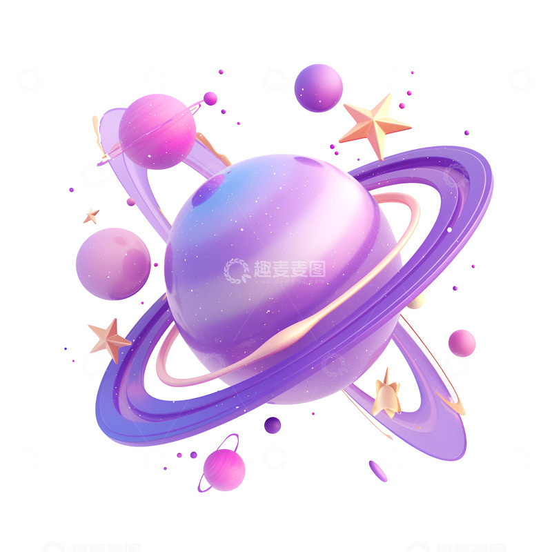 高清大图下载【趣麦麦图】紫色渐变梦幻星球