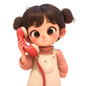 接电话的小女孩