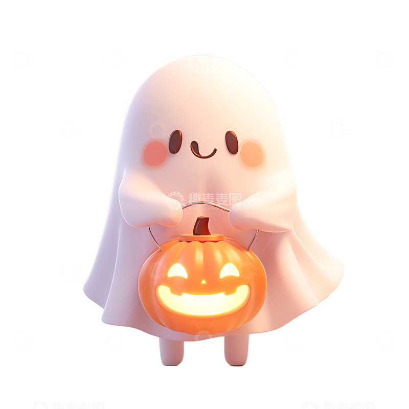 高清大图下载【趣麦麦图】拿着南瓜灯的幽灵