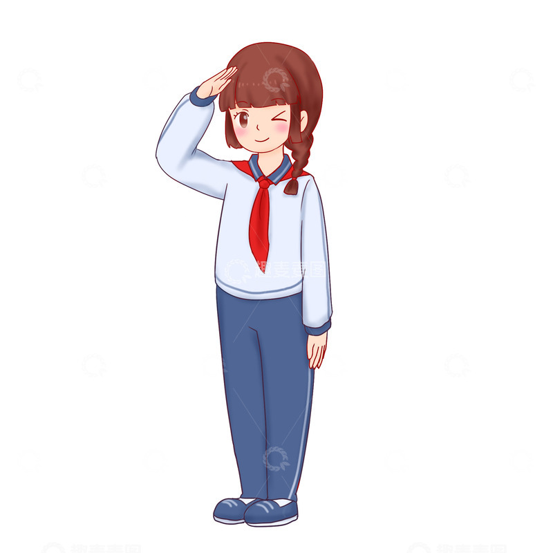 源文件下载【趣麦麦图】国庆节少先队队员敬礼姿势