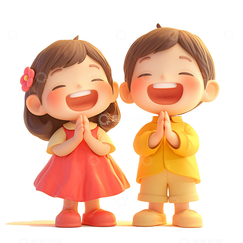 高清大图下载【趣麦麦图】两个拍手的小孩