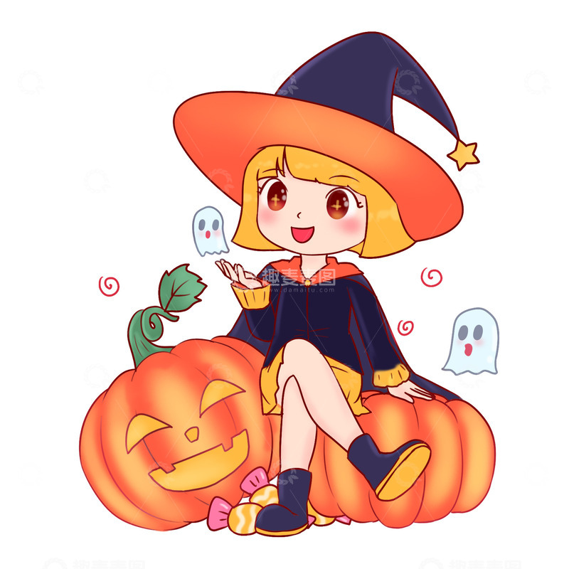 源文件下载【趣麦麦图】万圣节南瓜糖果人物