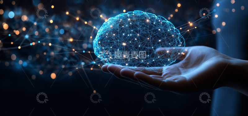 高清大图下载【趣麦麦图】手托人工智能大脑特写AI图
