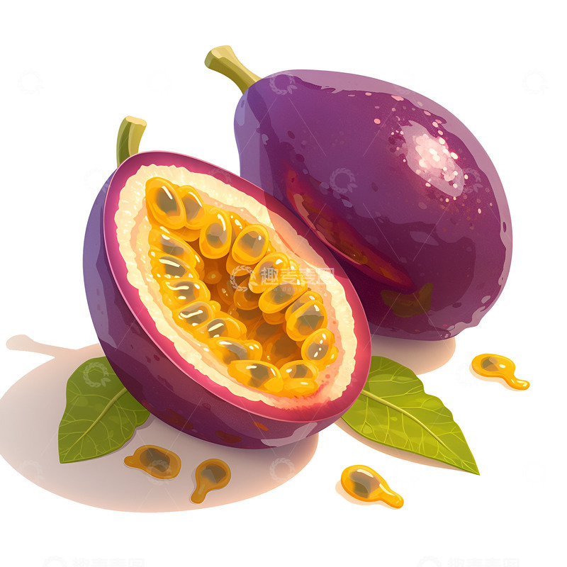 高清大图下载【趣麦麦图】一个新鲜的百香果