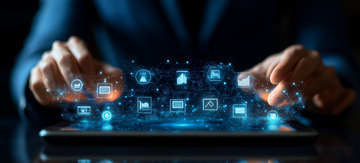 平板电脑与人工智能创意背景图