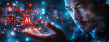 专注的研究人工智能的商务科技人物摄影图