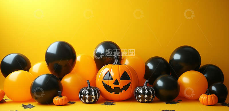 高清大图下载【趣麦麦图】橙色万圣节南瓜灯背景图