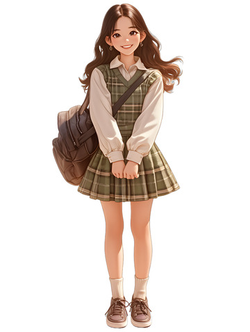 可爱的女学生卡通动漫风
