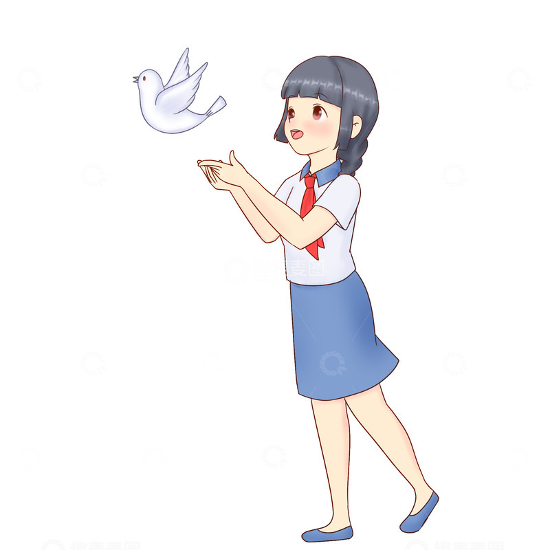 源文件下载【趣麦麦图】国庆节放白鸽人物