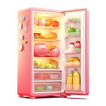 一个打开的冰箱