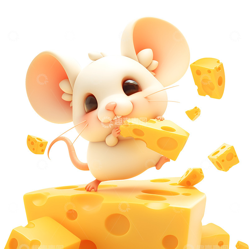 高清大图下载【趣麦麦图】拿着奶酪的小老鼠