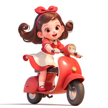 骑着小摩托的女孩