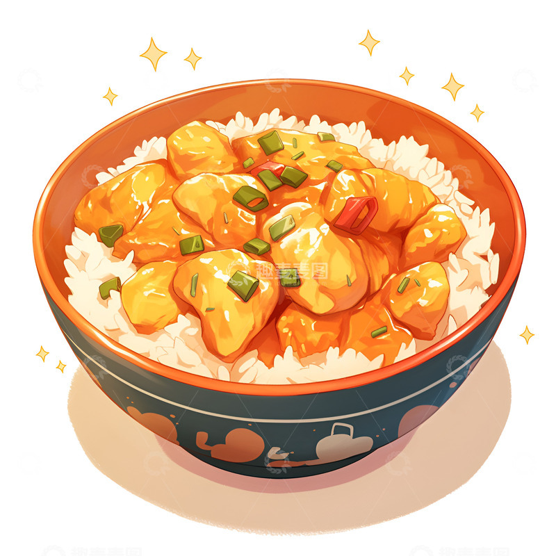 高清大图下载【趣麦麦图】一碗鸡肉咖喱饭