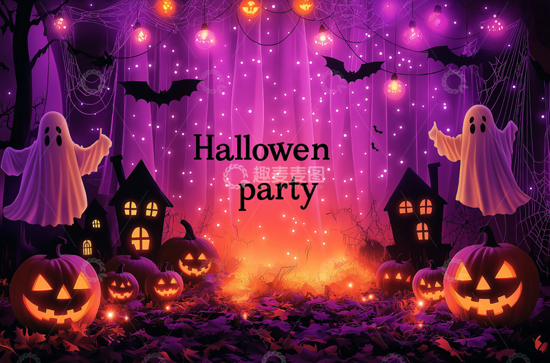 高清大图下载【趣麦麦图】万圣节派对海报背景素材