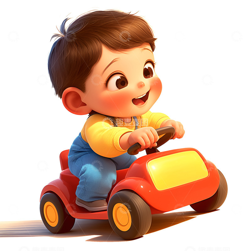 高清大图下载【趣麦麦图】开着玩具小汽车的小孩子