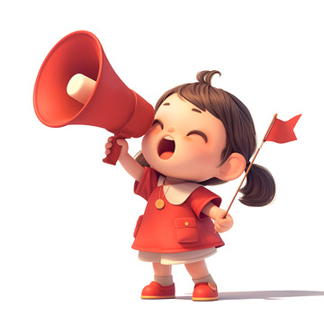 拿着喇叭和小红旗的导游